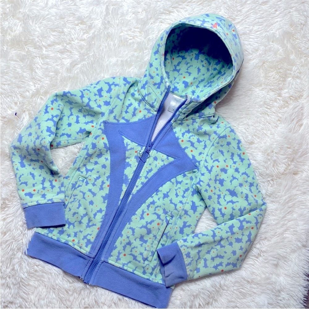 LuluLemon Kids Ivivva Blue Green Athletic Zip Up Hoodie Jacket Size 6